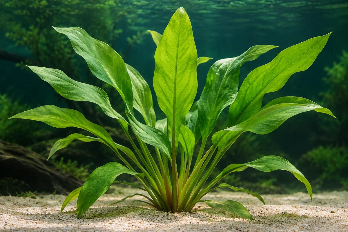 Illustration: Große Amazonas-Schwertpflanze (Echinodorus grisebachii 'Bleherae')