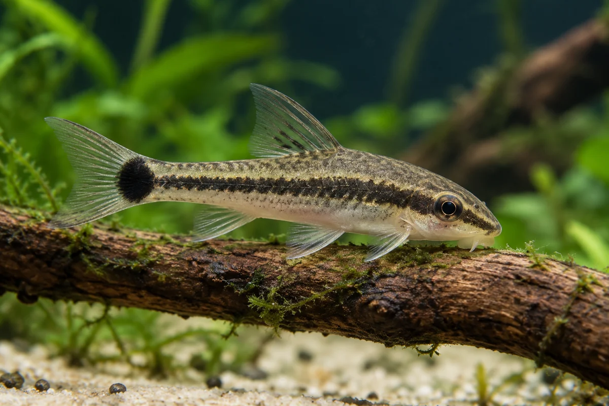 Illustration: Ohrgitter-Harnischwels (Otocinclus macrospilus)