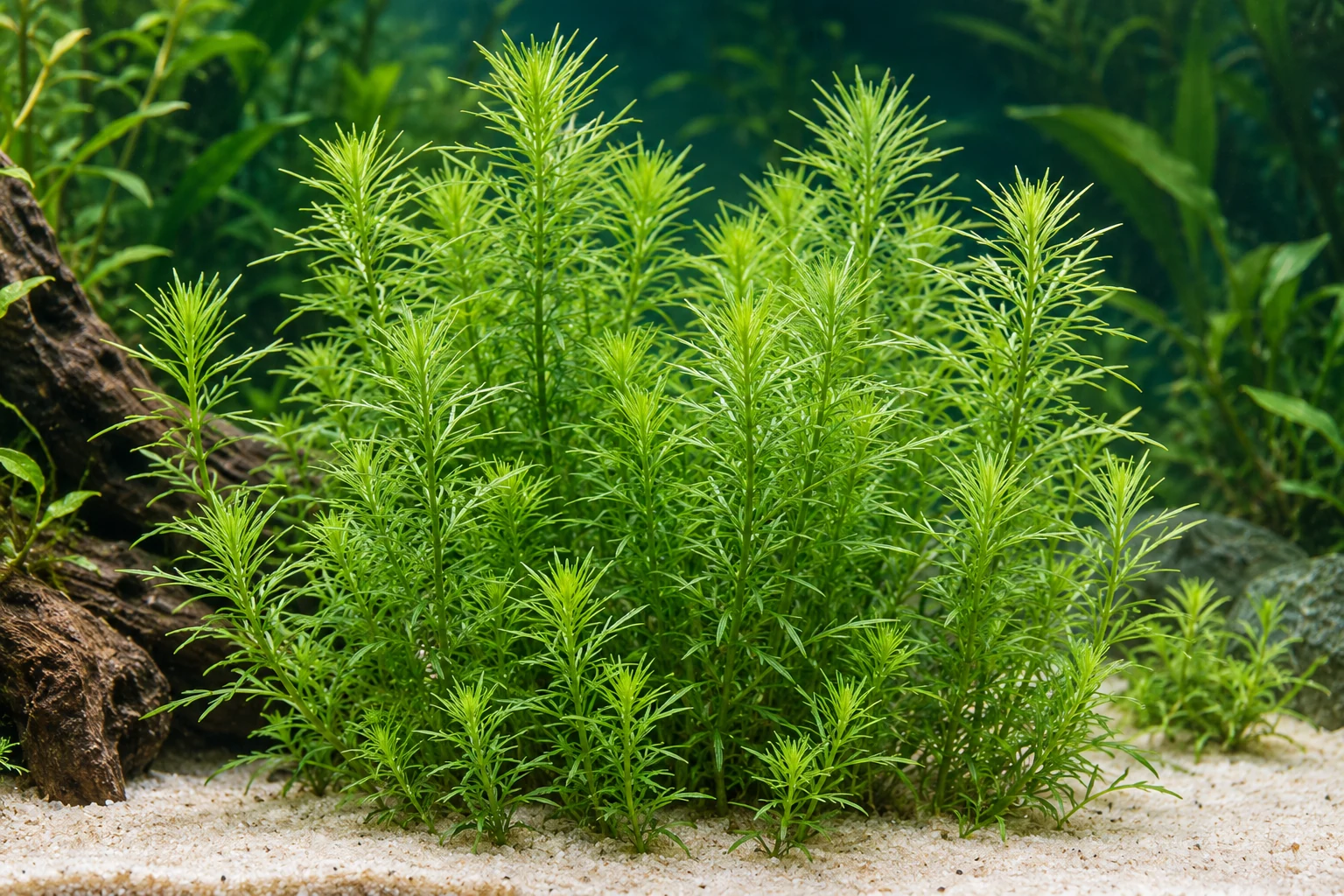 Aufrechter Pogostemon (Pogostemon deccanensis) in natürlicher Aquarienszene