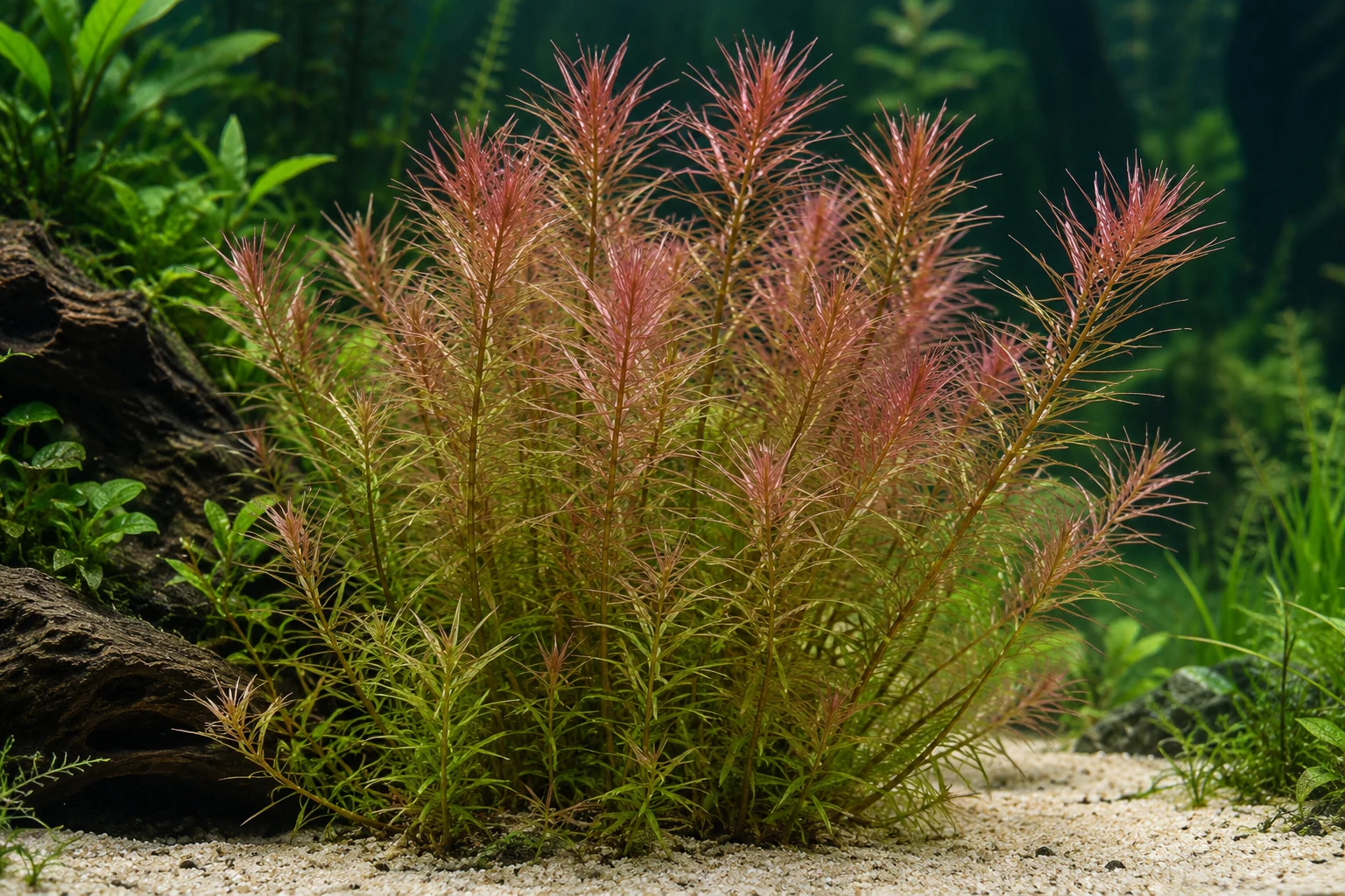 Wallichs Rotala (Rotala wallichii) in natürlicher Aquarienszene