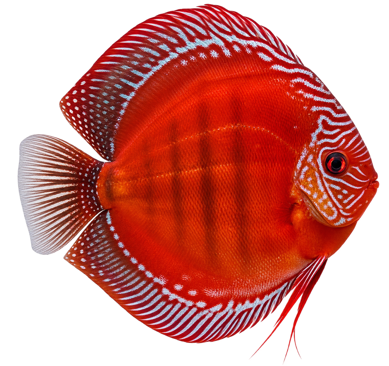 Freigestellter runder San Merah Diskusfisch
