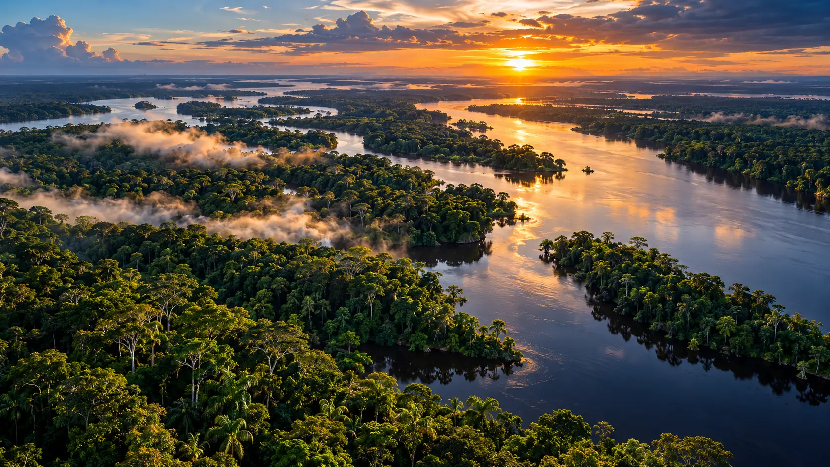 Flusslandschaft und Regenwald im Amazonasgebiet