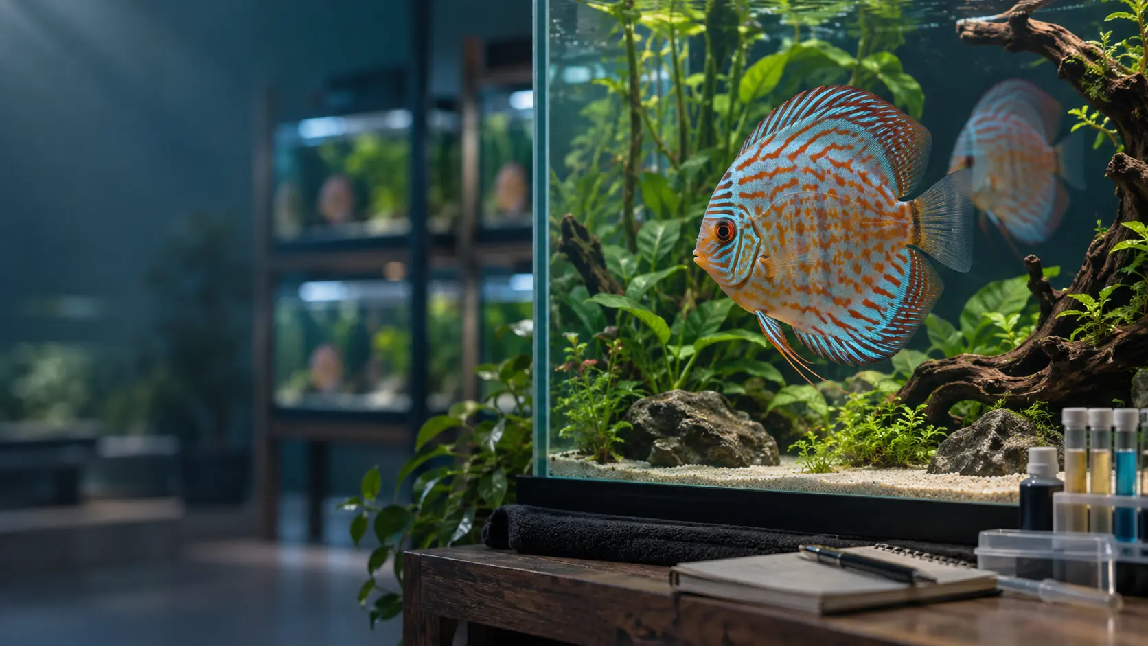 Rottürkis-Diskus in einer gepflegten privaten Aquarienanlage