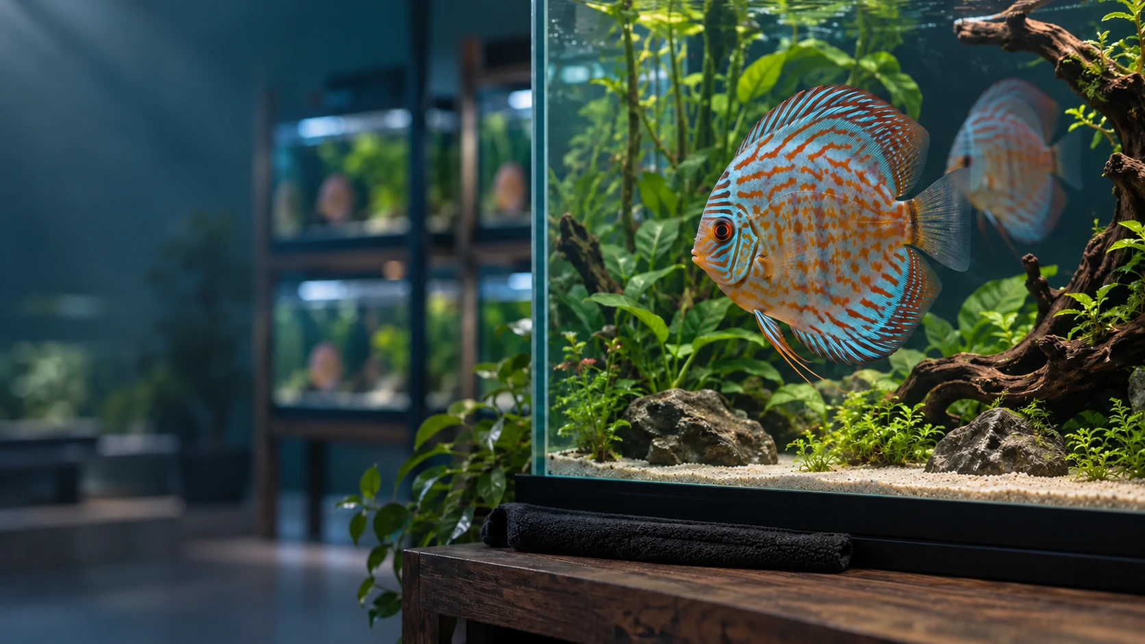 Rottürkis-Diskus in einer gepflegten privaten Aquarienanlage